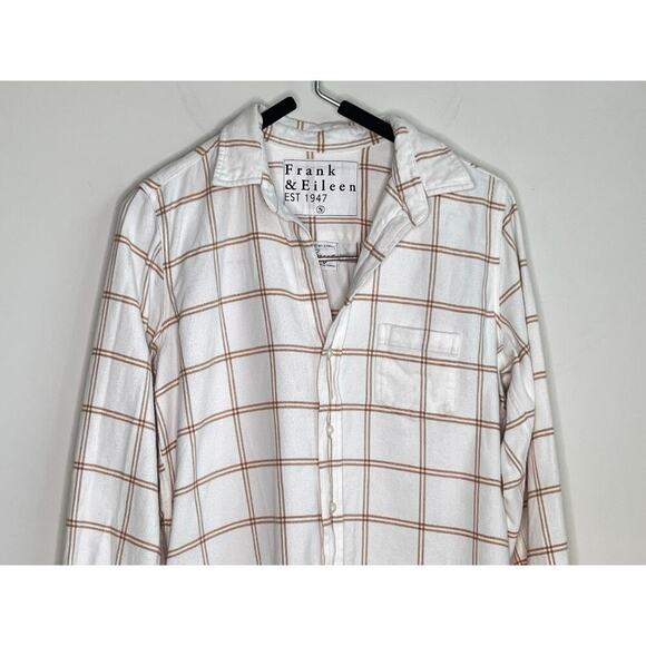 Frank & Eileen Barry Woven Long Sleeve Button Up Shirt Camel Windowpane Women S - Picture 4 of 8